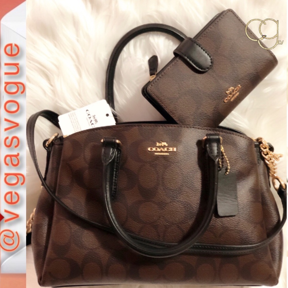 COACH Sig Mini Sage Crossbody & Sig PVC Wallet Med